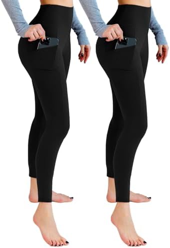 2 Pack Opaque High Waist Workout Leggings with Pockets for Workout Sports Yoga Running