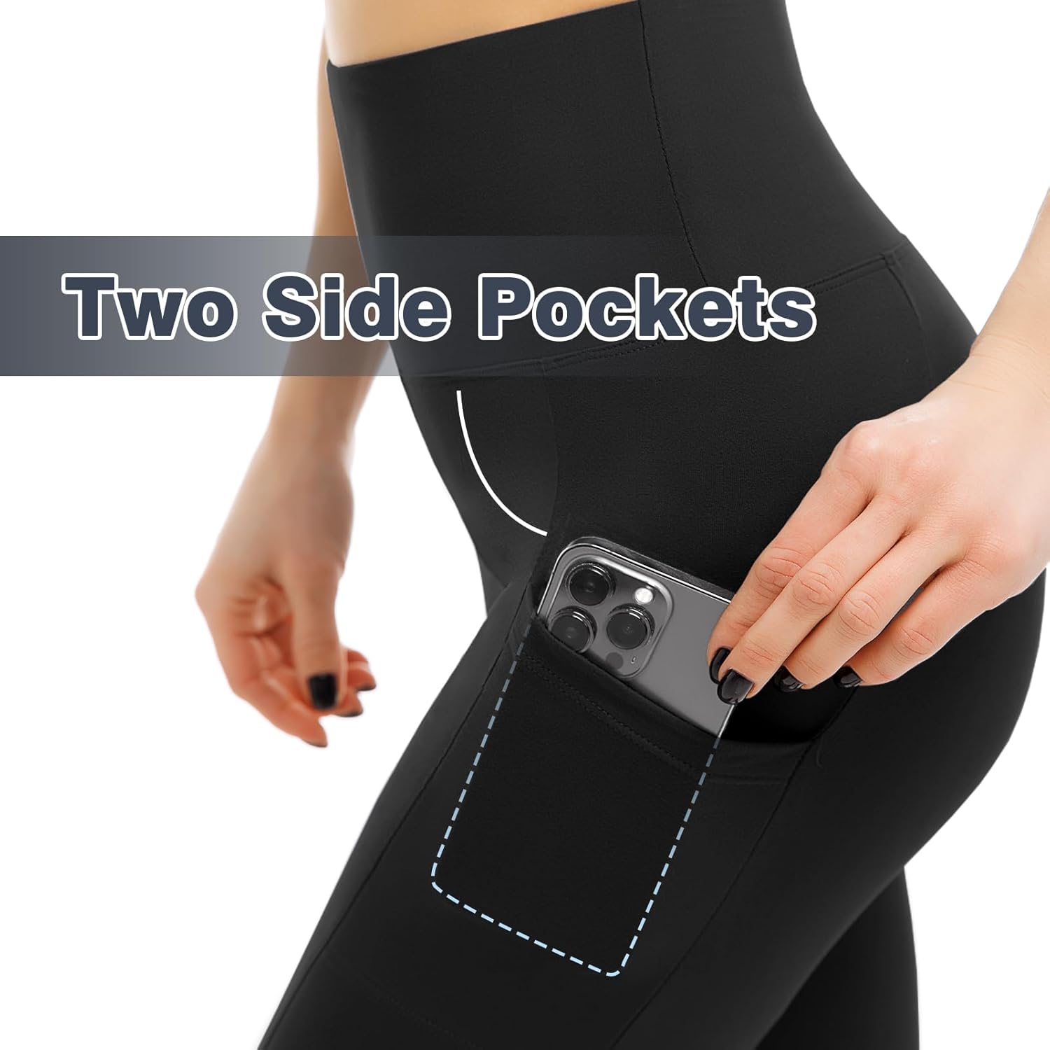 2 Pack Opaque High Waist Workout Leggings with Pockets for Workout Sports Yoga Running