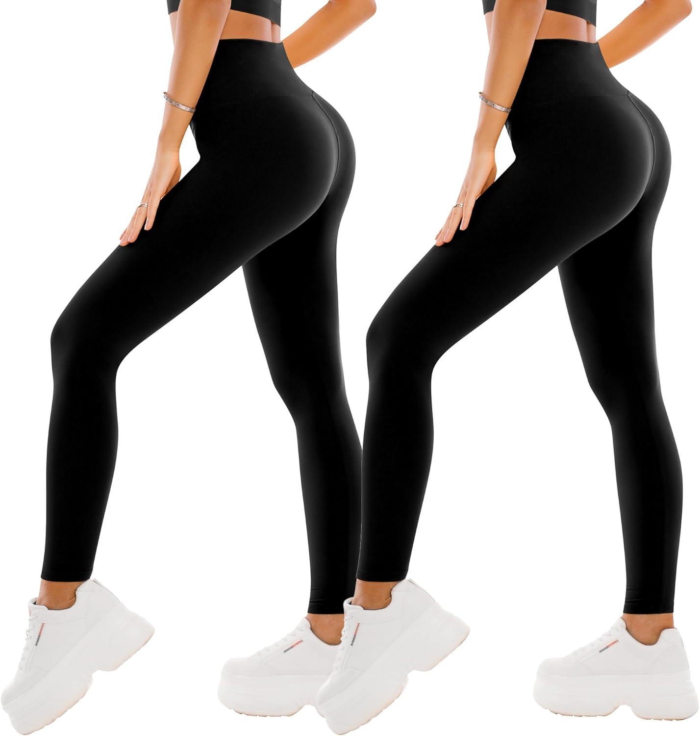 SINOPHANT 2 Pieces Women's High Waist Sports Leggings Opaque Gym Sport Yoga Leggings