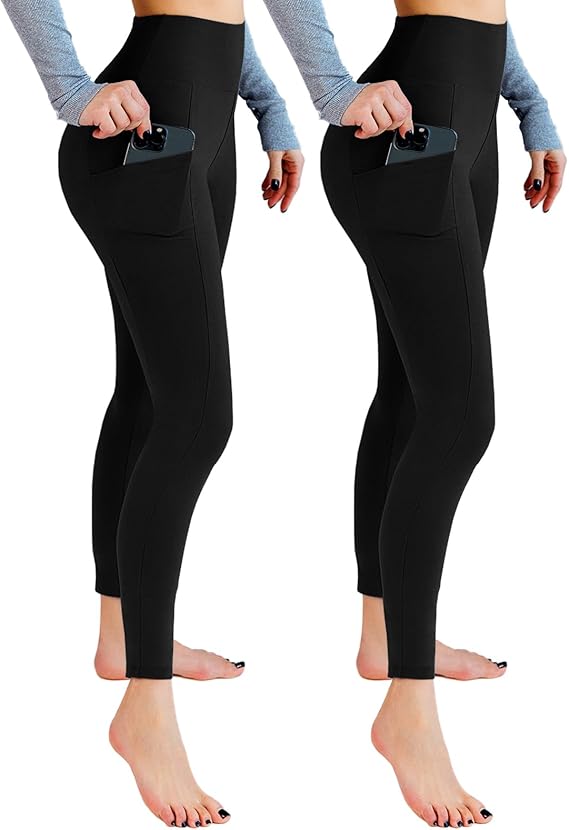 2 Pack Opaque High Waist Workout Leggings with Pockets for Workout Sports Yoga Running