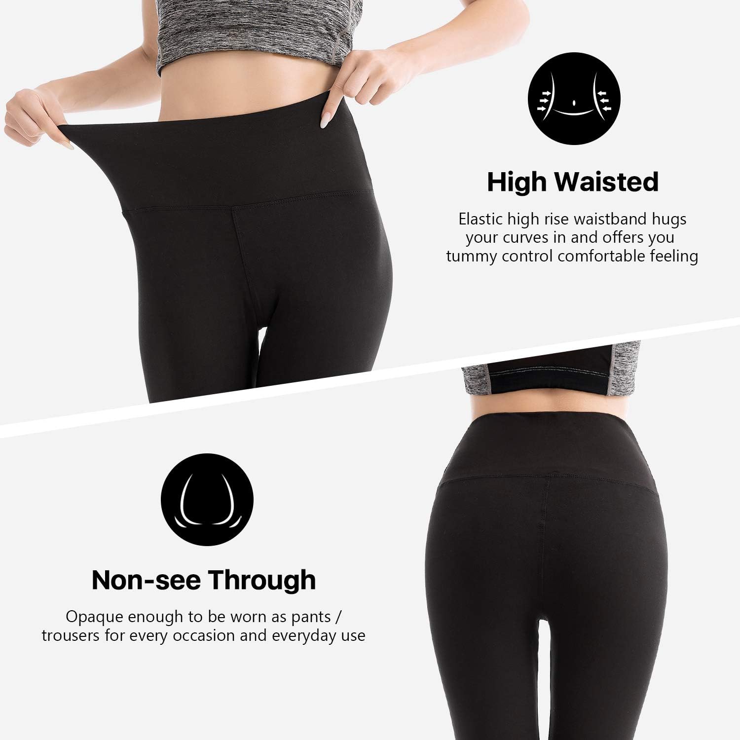 SINOPHANT 2 Pieces Women's High Waist Sports Leggings Opaque Gym Sport Yoga Leggings
